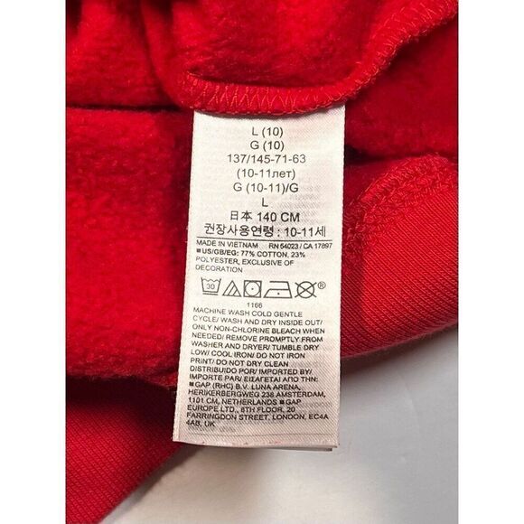 GAP x Disney Mickey Mouse Graphic Hoodie Modern Red Unisex Kids Size Large EUC - Picture 8 of 10